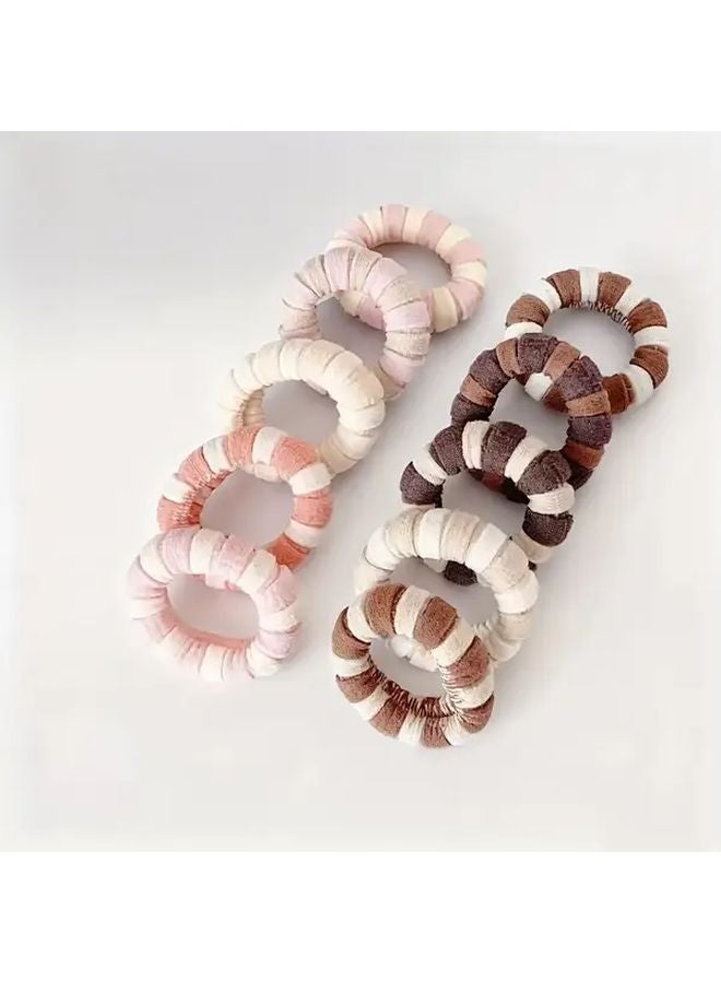 5pcs Gradient Pink Thickened Hair Ties High Elasticity No Damage Hair Autumn Winter - Image 3